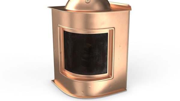 Vintage Copper Ship Lamp with Black Glass Disassembled