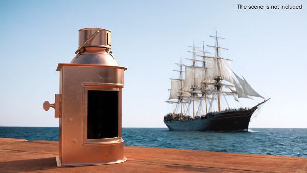 Vintage Copper Ship Lamp with Black Glass Disassembled