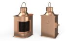 Vintage Copper Ship Lamp with Black Glass Disassembled
