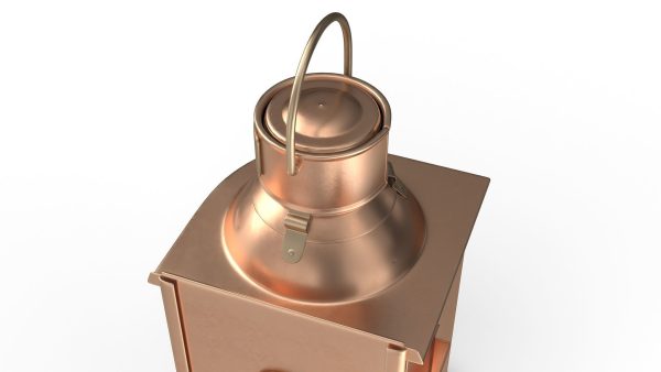 Vintage Copper Ship Lamp with Black Glass Disassembled