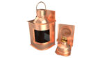 Vintage Copper Ship Lamp with Black Glass Disassembled