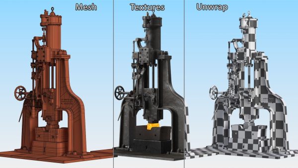 Vintage Industrial Steam Hammer Rigged