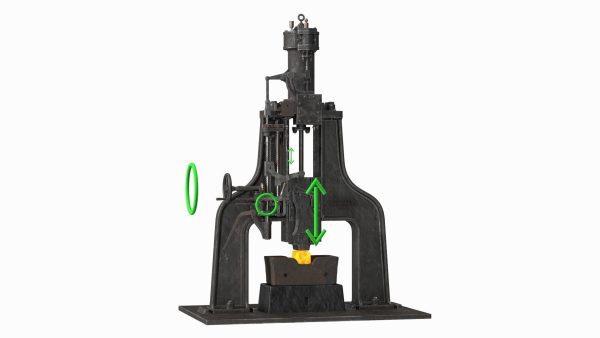 Vintage Industrial Steam Hammer Rigged