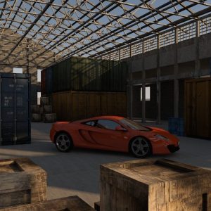 Warehouse orange car in