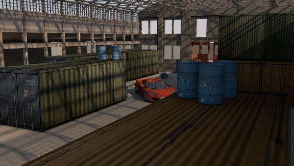 Warehouse orange car in