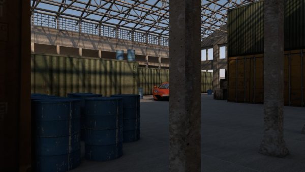 Warehouse orange car in