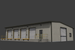 Warehouse metal building with doors and stairs
