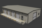 Warehouse metal building with doors and stairs