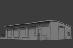 Warehouse metal building with doors and stairs