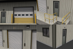 Warehouse metal building with doors and stairs
