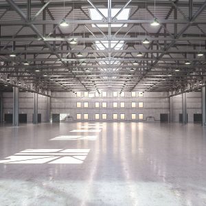 Warehouse empty with windows
