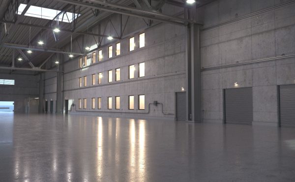 Warehouse empty with windows