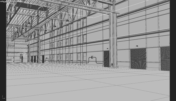 Warehouse empty with windows
