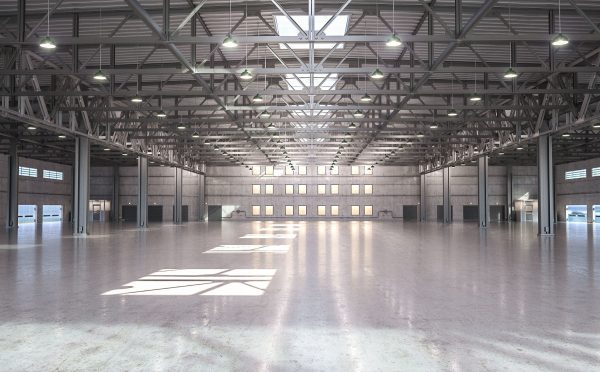 Warehouse empty with windows