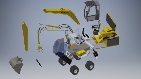 Wheeled Excavator  3d model