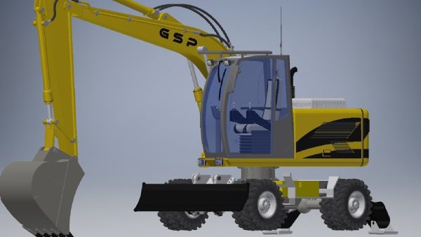 Wheeled Excavator  3d model