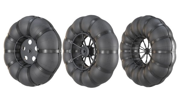 Wheels of an all-terrain vehicle and a swamp