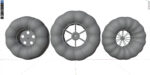 Wheels of an all-terrain vehicle and a swamp