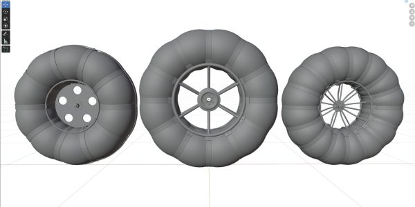 Wheels of an all-terrain vehicle and a swamp