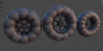 Wheels of an all-terrain vehicle and a swamp