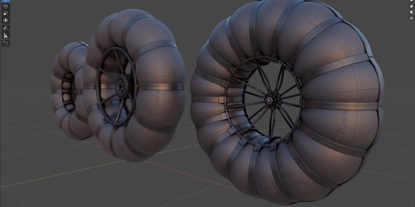 Wheels of an all-terrain vehicle and a swamp