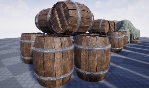 Wooden Barrel Set