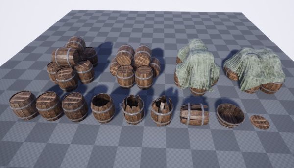 Wooden Barrel Set