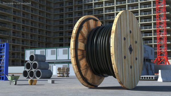 Wooden Cable Reel with Cable