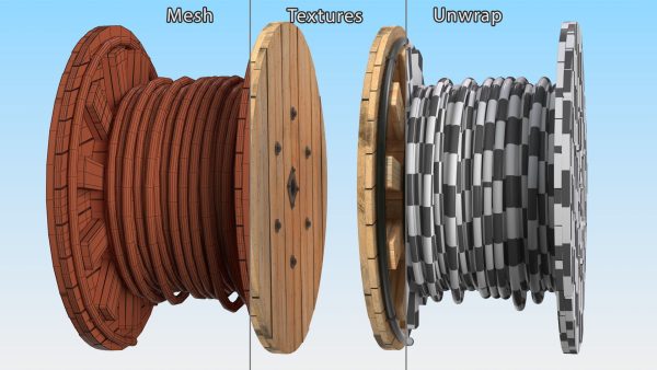 Wooden Cable Reel with Cable