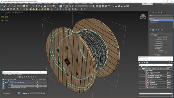 Wooden Cable Reel with Cable