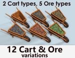 Wooden cart with ore stylized