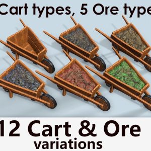 Wooden cart with ore stylized