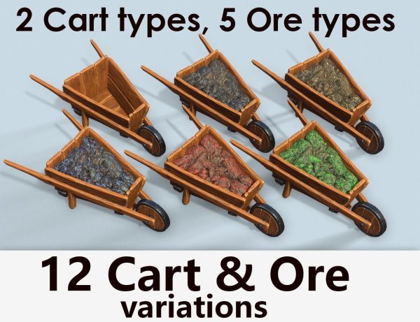 Wooden cart with ore stylized