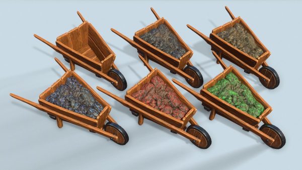 Wooden cart with ore stylized