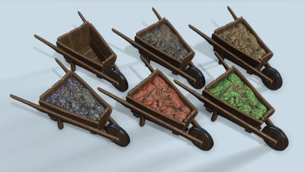 Wooden cart with ore stylized