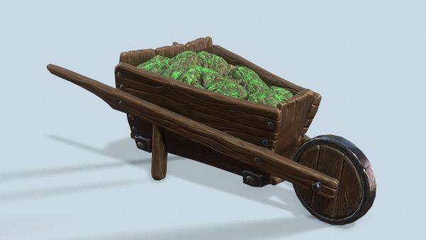 Wooden cart with ore stylized