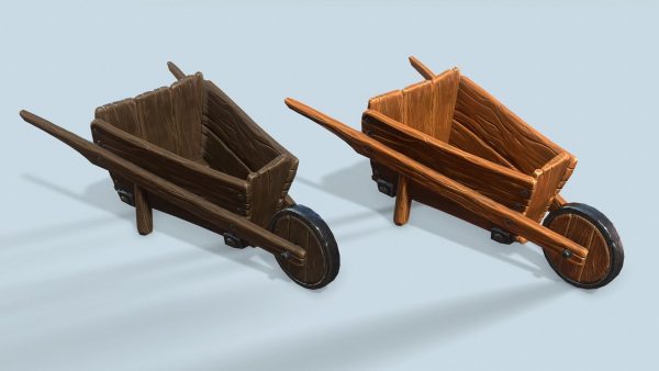 Wooden cart with ore stylized