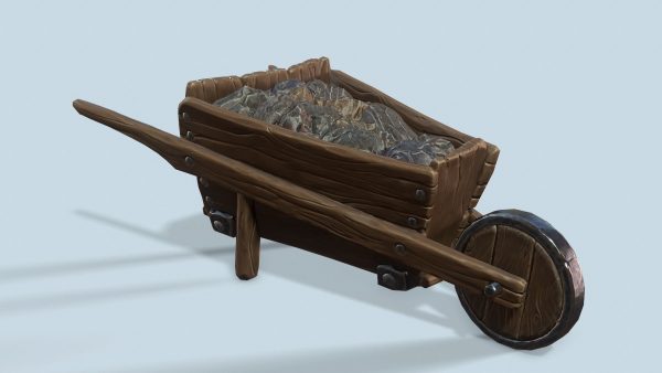 Wooden cart with ore stylized