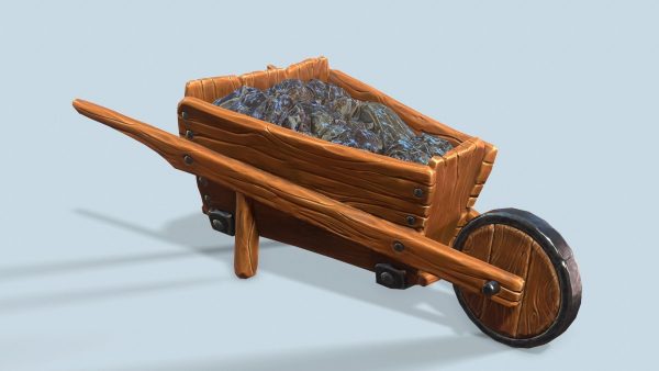 Wooden cart with ore stylized