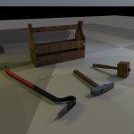 Wooden toolbox and tools