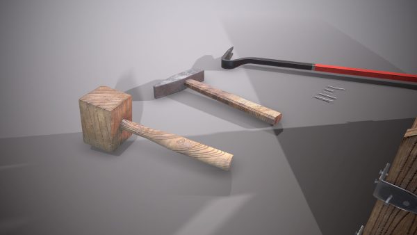 Wooden toolbox and tools