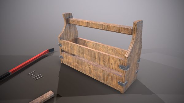 Wooden toolbox and tools