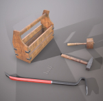 Wooden toolbox and tools
