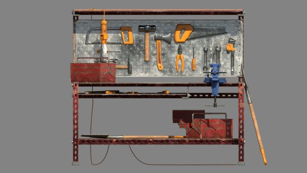 Workbench with tools