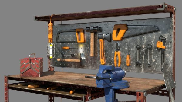 Workbench with tools