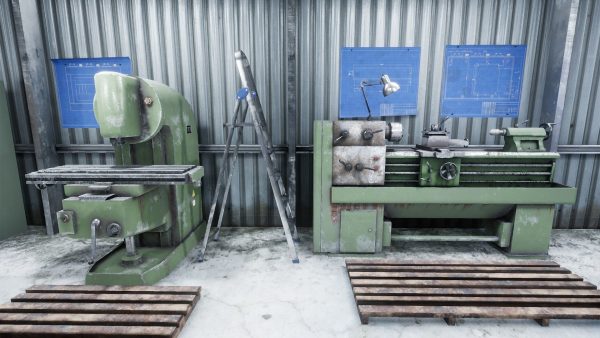 Workshop in metal building