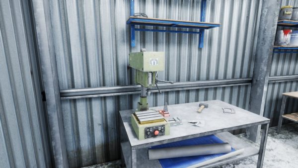 Workshop in metal building