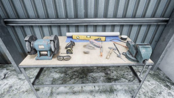 Workshop in metal building