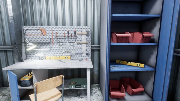 Workshop in metal building