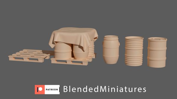 WW2 Terrain  bundle container barrel barricade
